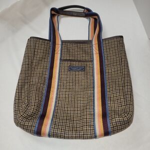 Vineyard Vines Brown Tweed Snap Tote Medium Wool Bag Limited Edition